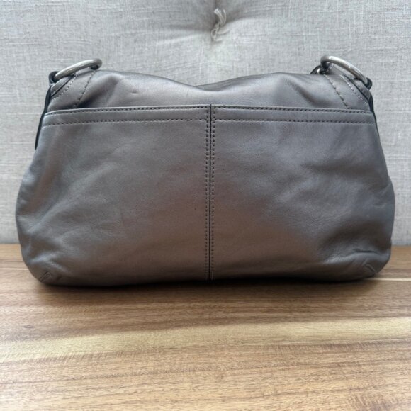 Coach Vintage Soho Metallic Pleated Shoulder Bag Bronze Metallic Grey - Picture 5 of 11